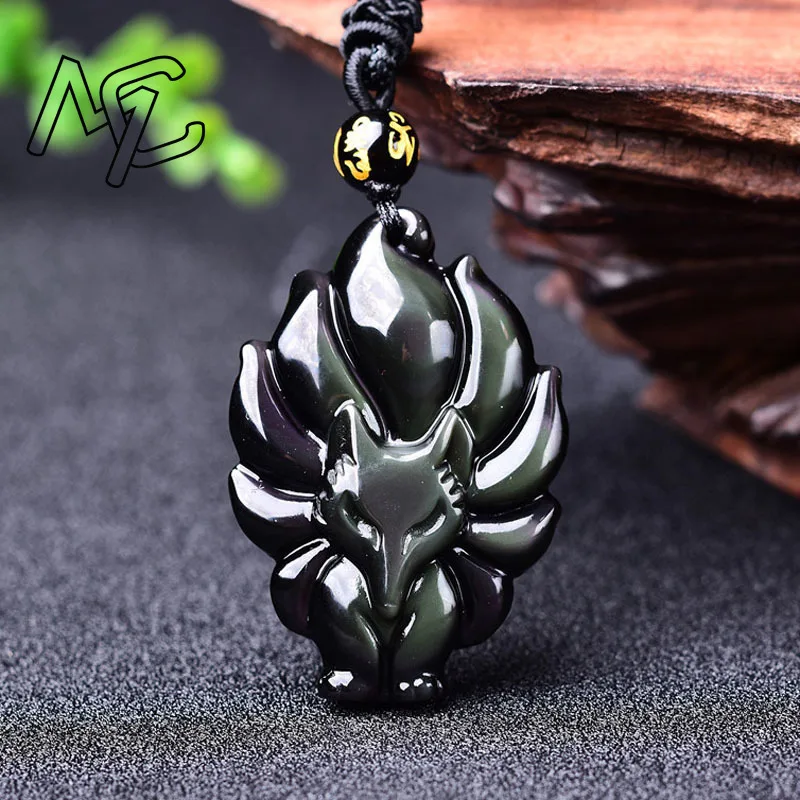 Natural Rainbow Obsidian Fox Pendant Nine-tailed Crystal Necklace Fashion Hand-Carved Woman Luck Giffts Amule Jewelry
Natural Rainbow Obsidian Fox Pendant Nine-tailed Crystal Necklace Fashion Hand-Carved Woman Luck Giffts Amule Jewelry