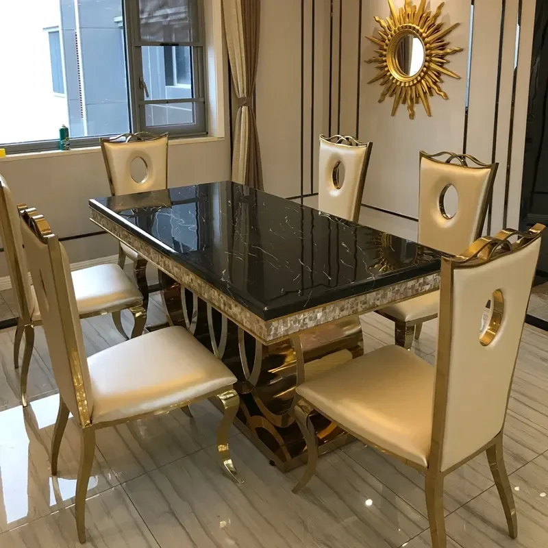 Post-modern light luxury dining table Modern simple rectangular household Hong Kong-style light luxury marble dining table
Post-modern light luxury dining table Modern simple rectangular household Hong Kong-style light luxury marble dining table