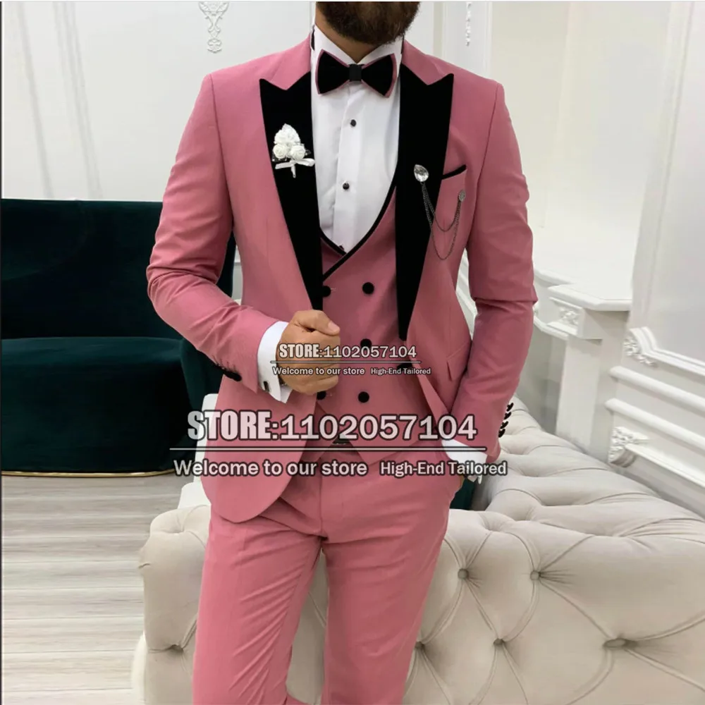 Tailor-Made Pink Men Suits Slim Fit Black Lapel Jacket+Vest+Pants Costume Homme 3 Pièces Formal Wedding Tuxedo Groom Wear Blazer
Tailor-Made Pink Men Suits Slim Fit Black Lapel Jacket+Vest+Pants Costume Homme 3 Pièces Formal Wedding Tuxedo Groom Wear Blazer