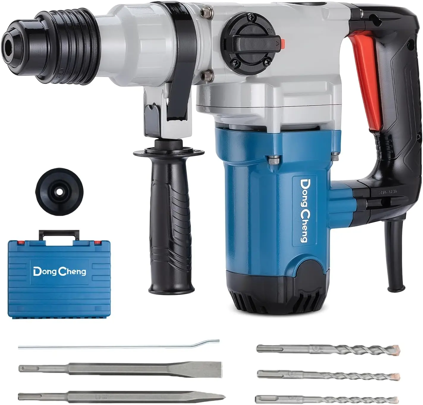 1-1/8 Inch SDS-Plus Rotary Hammer 9.2A 3.6J 5000BPM with Safety Clutch, 3 Bits, 2 Chisels, Case
1-1/8 Inch SDS-Plus Rotary Hammer 9.2A 3.6J 5000BPM with Safety Clutch, 3 Bits, 2 Chisels, Case