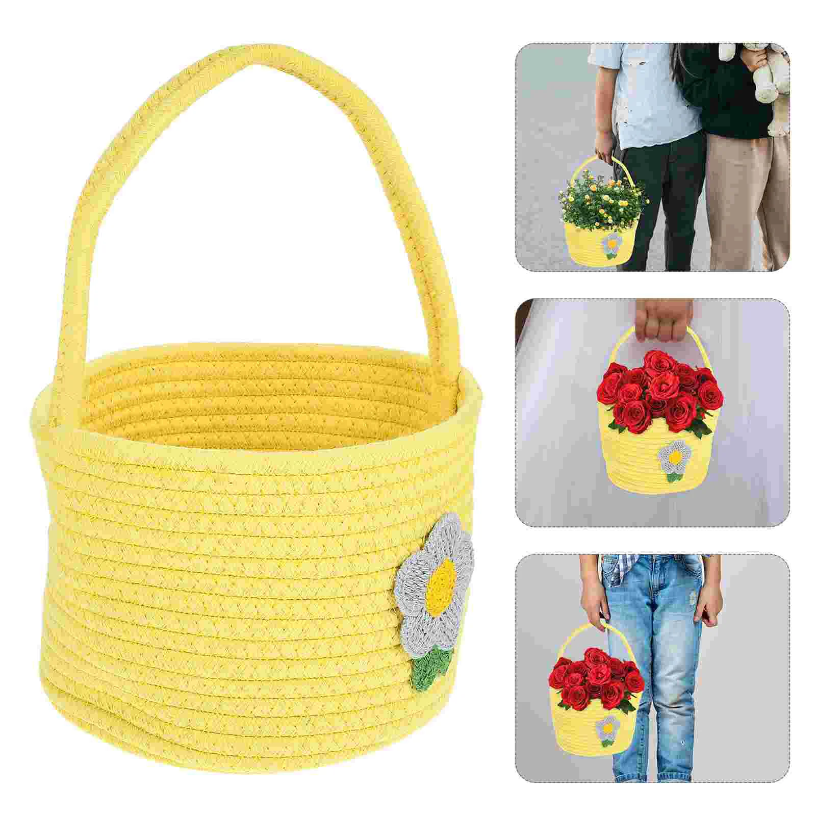Girls' Portable Flower Basket Small Gift Baskets Outdoor Handheld Woven for Weddings Storage Cotton Rope Baby Hand-woven
Girls' Portable Flower Basket Small Gift Baskets Outdoor Handheld Woven for Weddings Storage Cotton Rope Baby Hand-woven