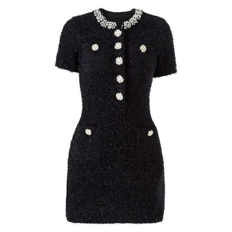 Elegant Short Sleeve Dress Heavy Beading Waist Cinched Slim Fit Sexy Skirt Women's Fashion Autumn Winter New Arrival
Elegant Short Sleeve Dress Heavy Beading Waist Cinched Slim Fit Sexy Skirt Women's Fashion Autumn Winter New Arrival