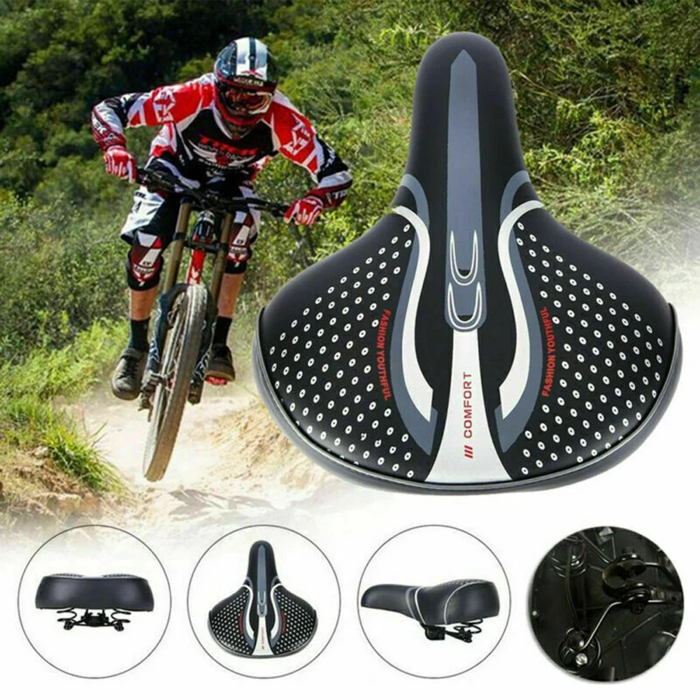 Extra Wide Bike Seat Saddles PU Electric Bike Suspension Shock Absorbing Soft Cycling Saddle Bicycle Saddle Cushion
Extra Wide Bike Seat Saddles PU Electric Bike Suspension Shock Absorbing Soft Cycling Saddle Bicycle Saddle Cushion