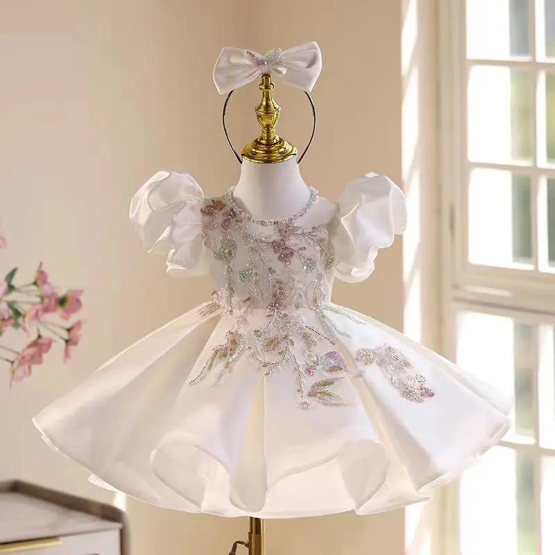Jill Wish Luxury White Puffy Sleeve Beading Flower Girl Dress Knee Length Princess Kids Wedding Birthday Party Holiday Gown J543
Jill Wish Luxury White Puffy Sleeve Beading Flower Girl Dress Knee Length Princess Kids Wedding Birthday Party Holiday Gown J543