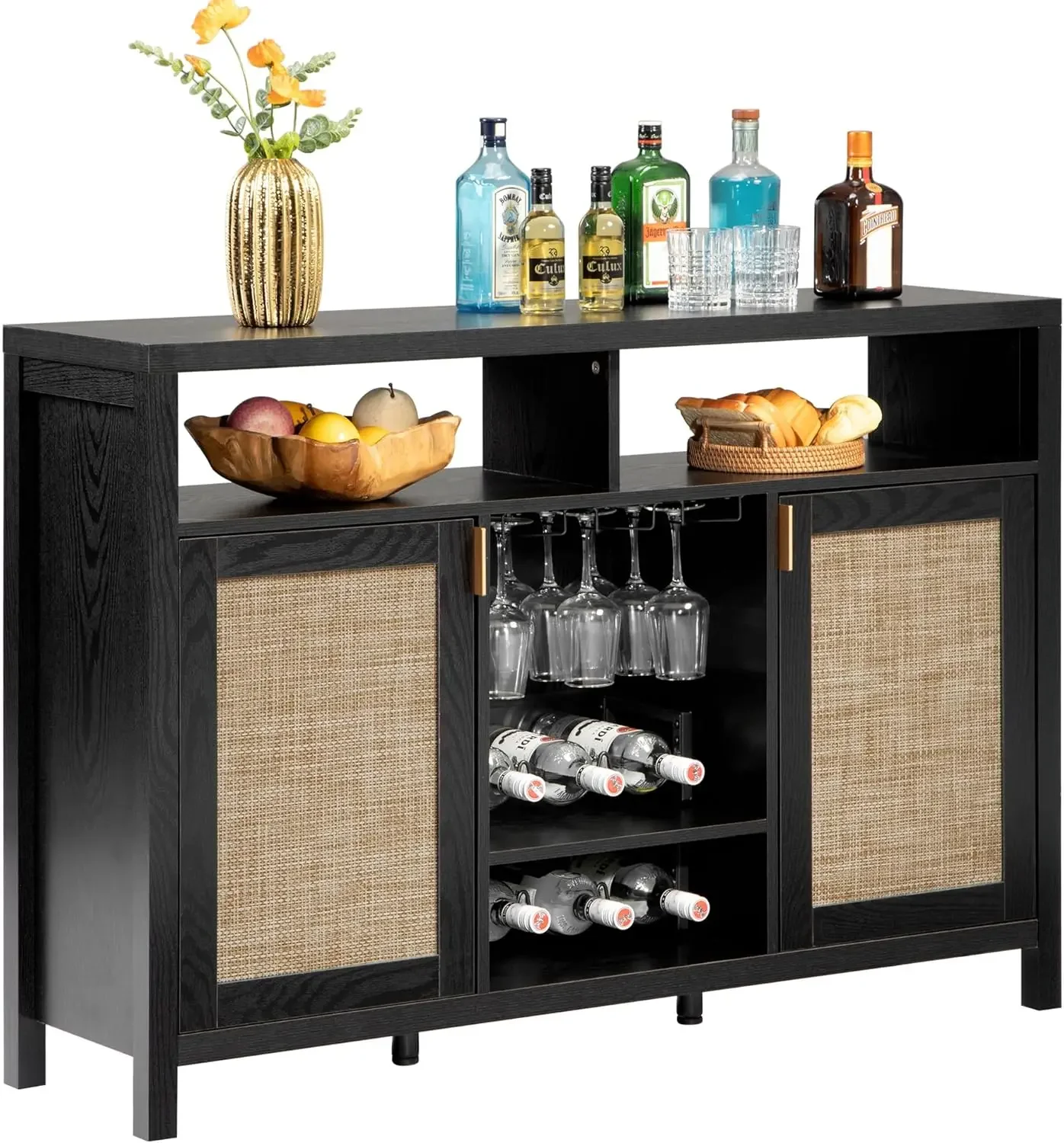 51" Rattan Sideboard Buffet Cabinet with Storage, Farmhouse Liquor Cabinet with Wine Racks Credenza
51" Rattan Sideboard Buffet Cabinet with Storage, Farmhouse Liquor Cabinet with Wine Racks Credenza