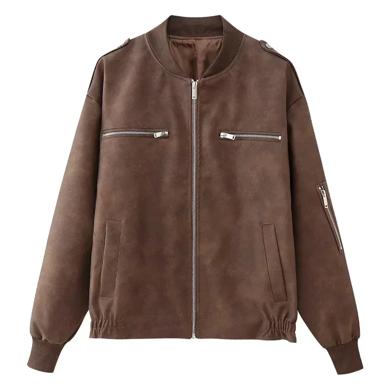 Women's Vintage Long sleeves Zipper Jackets Casual Loose O-neck pockets Short Coats 2025 Autumn Lady High Street Commuter Jacket
Women's Vintage Long sleeves Zipper Jackets Casual Loose O-neck pockets Short Coats 2025 Autumn Lady High Street Commuter Jacket