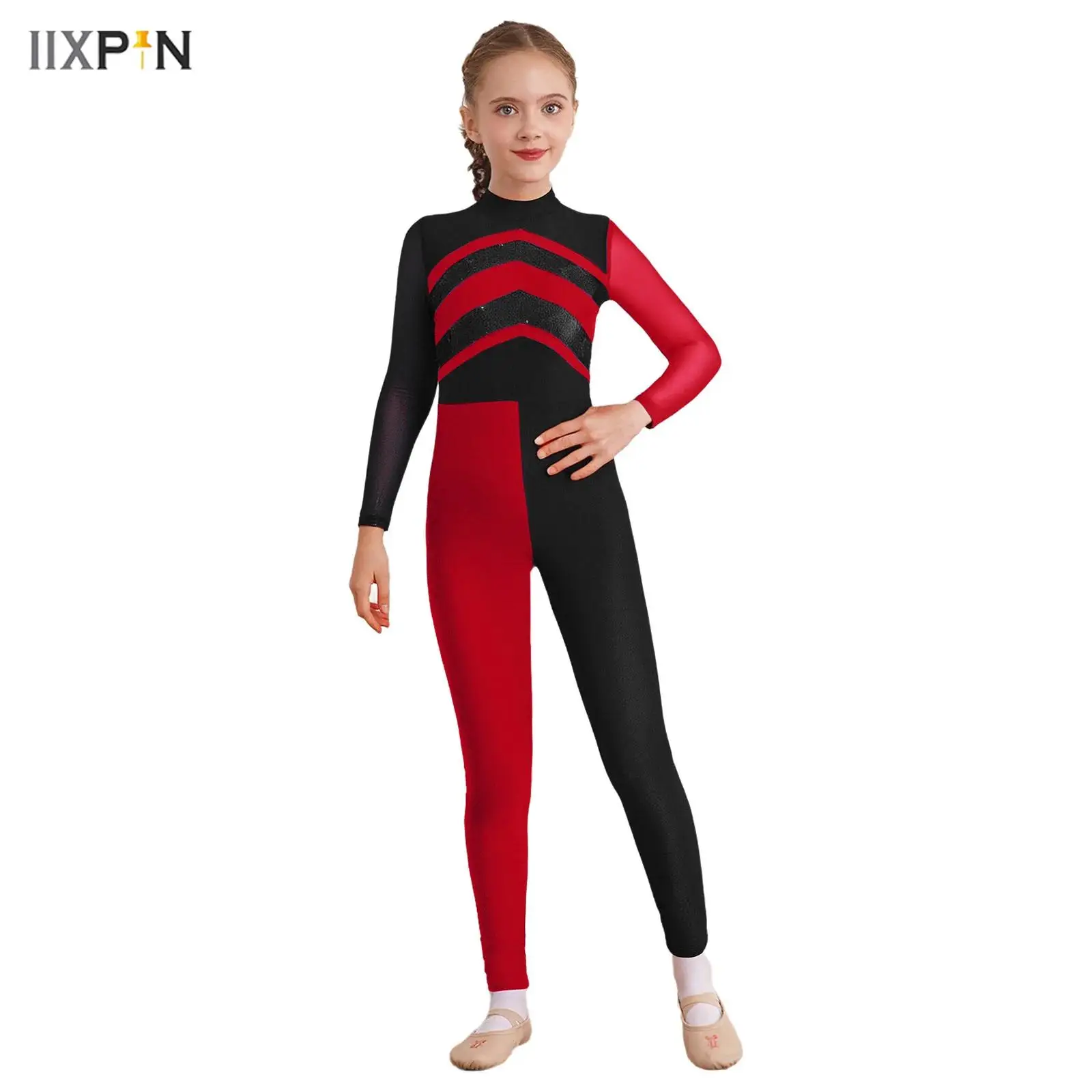 Kids Girls Gymnastics Figure Ice Skating Dance Jumpsuit Shiny Sequins Color Block Mesh Splice Long Sleeves Cutout Back Bodysuit
Kids Girls Gymnastics Figure Ice Skating Dance Jumpsuit Shiny Sequins Color Block Mesh Splice Long Sleeves Cutout Back Bodysuit