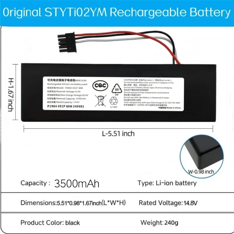 Аккумулятор STYTJ02YM 14.8V 3500mAh для робота-пылесоса Xiaomi Mop Pro, Yunmi MVVO1-JG, Haier JX37.
Аккумулятор STYTJ02YM 14.8V 3500mAh для робота-пылесоса Xiaomi Mop Pro, Yunmi MVVO1-JG, Haier JX37.