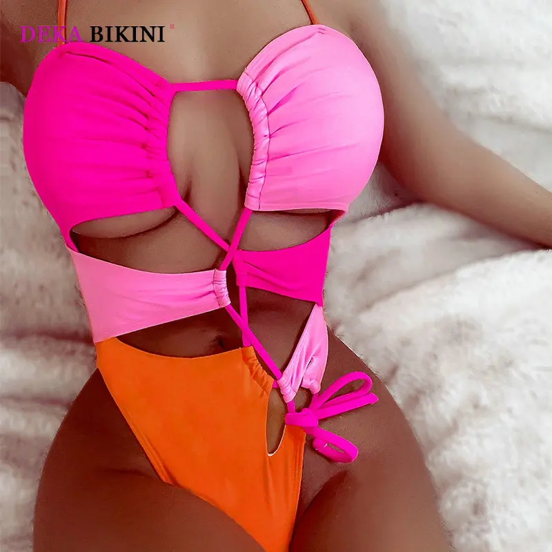 DEKA Hollow Out One Piece Swimsuit Bandage Neon Swimwear Women High Neck Solid Black Cut Out Backless Monokini Bathing Suit
DEKA Hollow Out One Piece Swimsuit Bandage Neon Swimwear Women High Neck Solid Black Cut Out Backless Monokini Bathing Suit