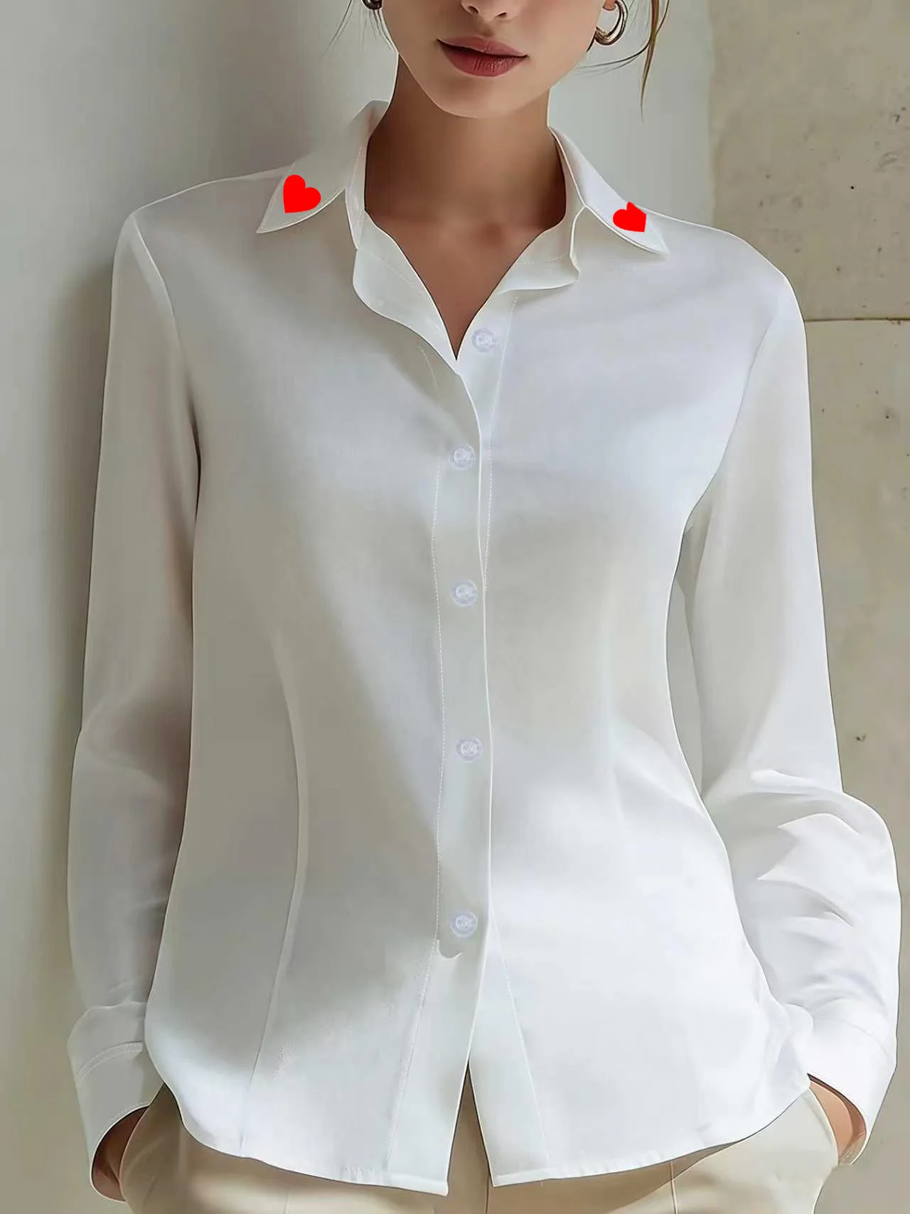 Women's Minimalist Satin Lapel Collar Long Sleeve Button Down Shirt
Women's Minimalist Satin Lapel Collar Long Sleeve Button Down Shirt