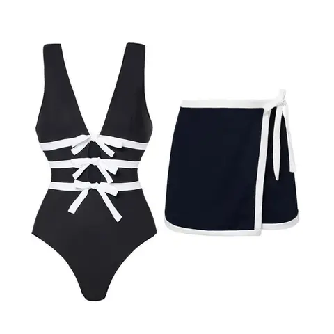 2025 Swimsuit High-End Design 2Pcs Floral Print Ruffle Slimming Holiday Sexy Hot Spring One Piece Swimsuit for Women