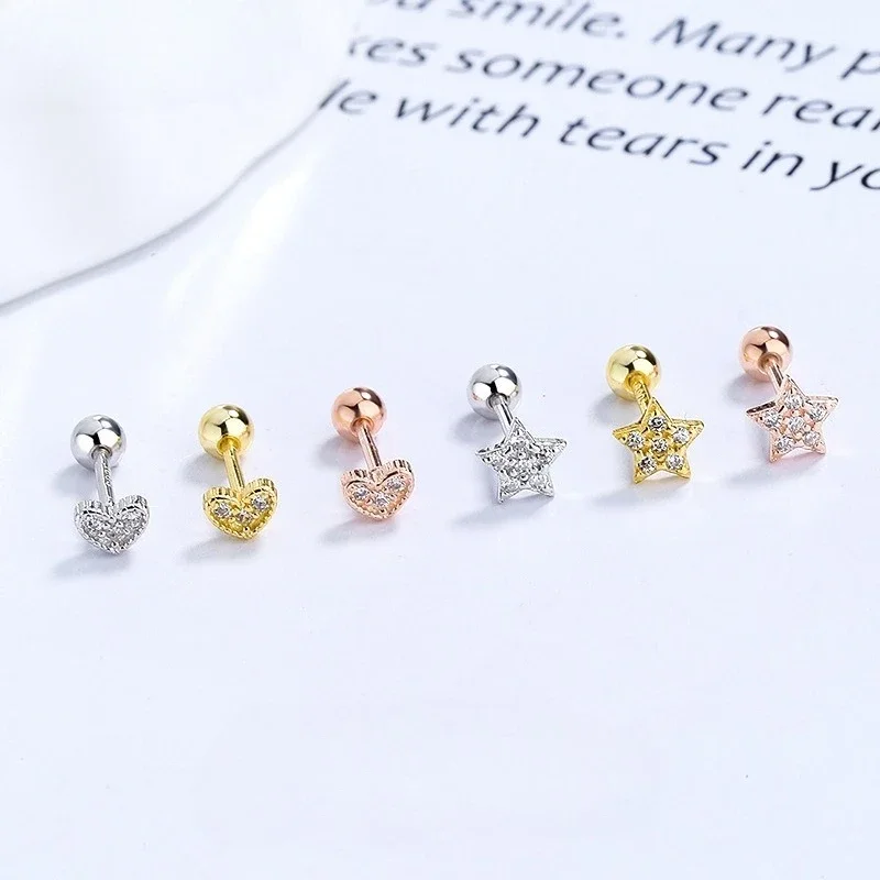 Pentagram screw pattern 925 sterling silver earrings exquisite heart-shaped jewelry
Pentagram screw pattern 925 sterling silver earrings exquisite heart-shaped jewelry