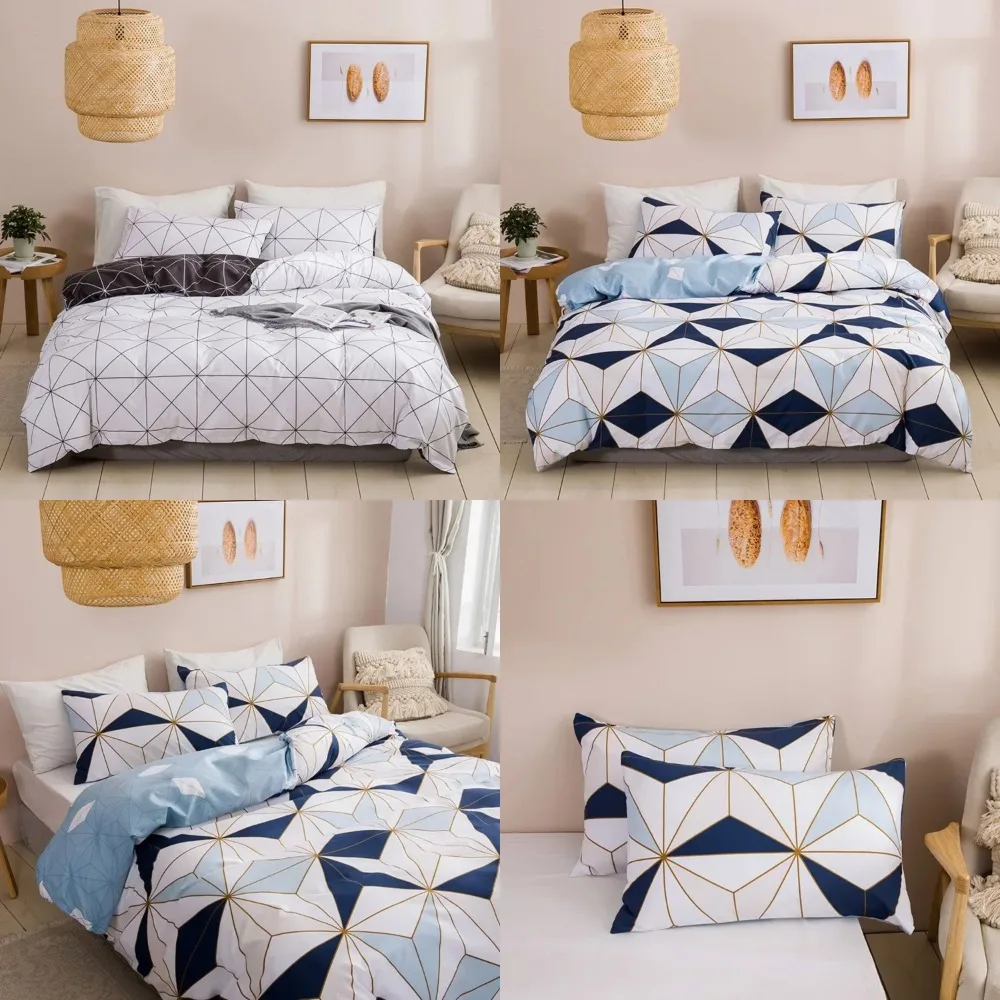 Soft Geometric Print King Size Bedding Set with Cozy Queen Size Duvet Cover, Stylish Full Single Double Bed Quilt Cover, and Pil
Soft Geometric Print King Size Bedding Set with Cozy Queen Size Duvet Cover, Stylish Full Single Double Bed Quilt Cover, and Pil