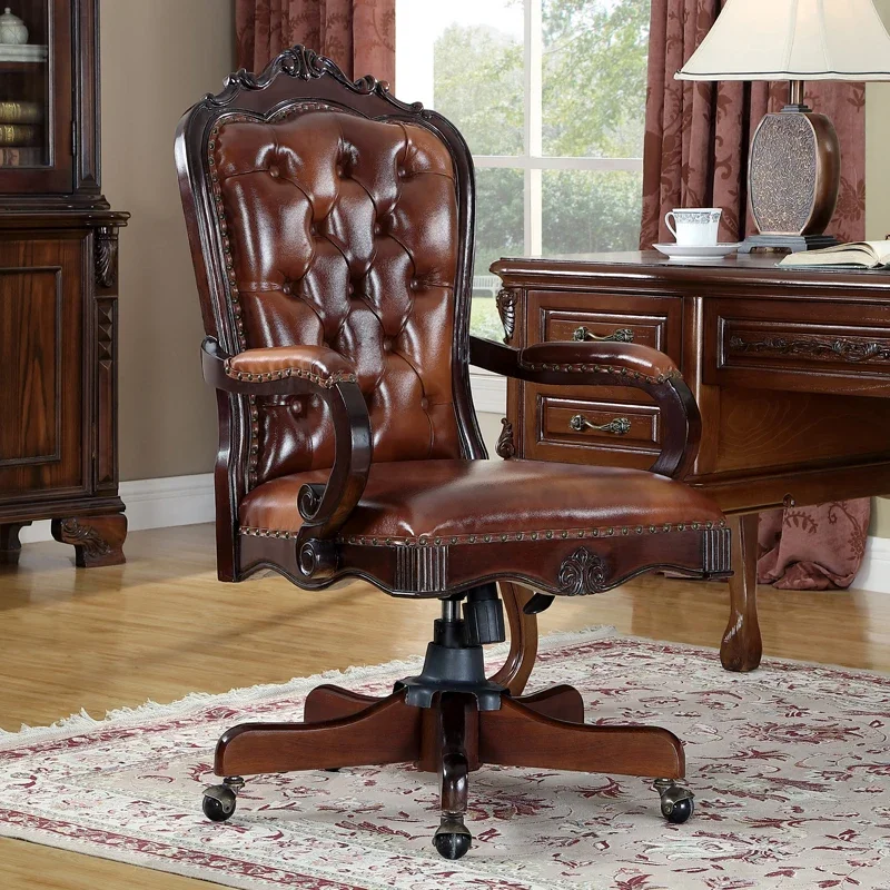 American Style Genuine Leather Lifting Chair Swivel Solid Wood Vintage Computer Chair Adjustable Office Chairs Silla
American Style Genuine Leather Lifting Chair Swivel Solid Wood Vintage Computer Chair Adjustable Office Chairs Silla