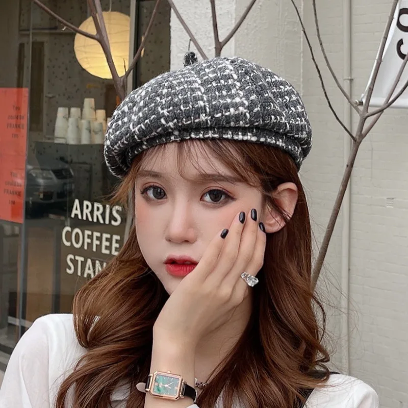Women's Berets Painter Cap Winter Beanies Octagonal Hats For Women British Style Vintage Simple Sweet Female Beret Plaid Cap
Women's Berets Painter Cap Winter Beanies Octagonal Hats For Women British Style Vintage Simple Sweet Female Beret Plaid Cap