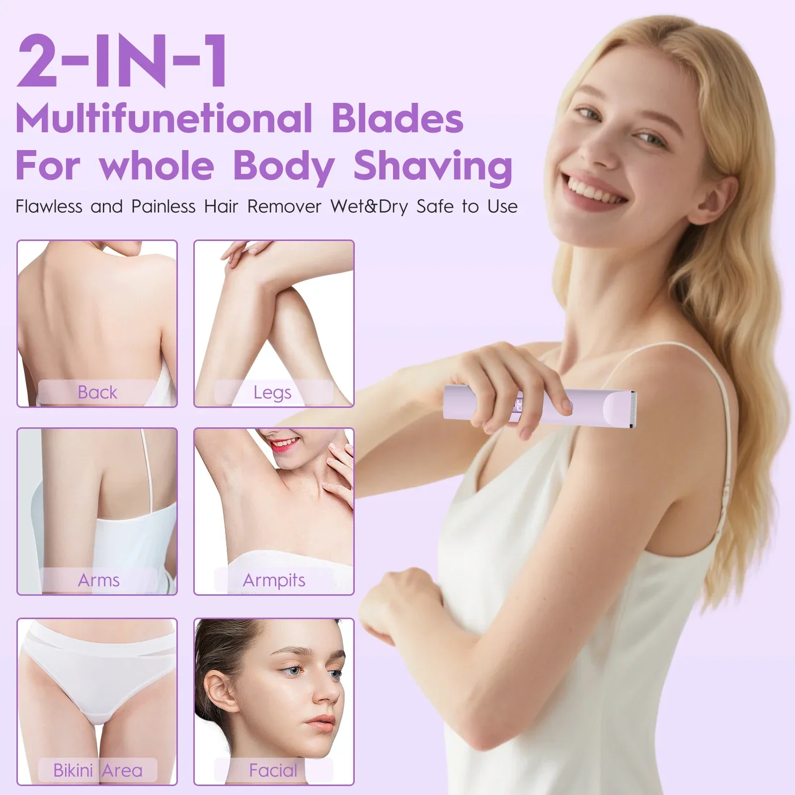 New 2 in 1 Dual Head Shaver Hair Trimmer Electric Razors Wet Dry Painless Shaer Machine Hair Remoer For Women Body Private Areas
New 2 in 1 Dual Head Shaver Hair Trimmer Electric Razors Wet Dry Painless Shaer Machine Hair Remoer For Women Body Private Areas