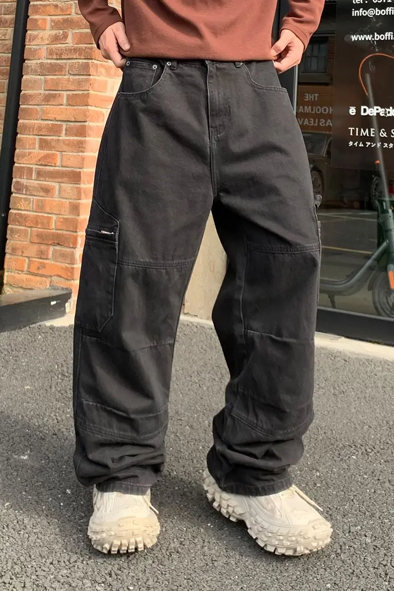 Autumn & Winter Grey Work Pants For Men Wide Leg Mid Rise Multi-bags Jeans Male's Loosen Cargo Pants
Autumn & Winter Grey Work Pants For Men Wide Leg Mid Rise Multi-bags Jeans Male's Loosen Cargo Pants