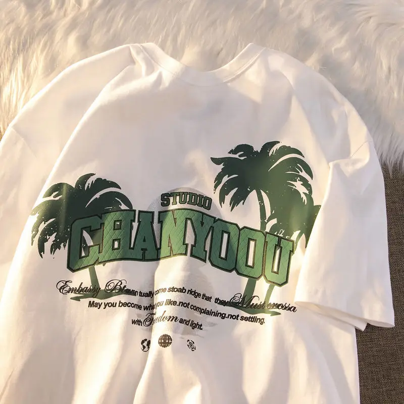 Pure Cotton American Retro Letter Printed Short Sleeved T-shirt for Men and Women Summer Oversize Loose Half Sleeved Couple Top
Pure Cotton American Retro Letter Printed Short Sleeved T-shirt for Men and Women Summer Oversize Loose Half Sleeved Couple Top