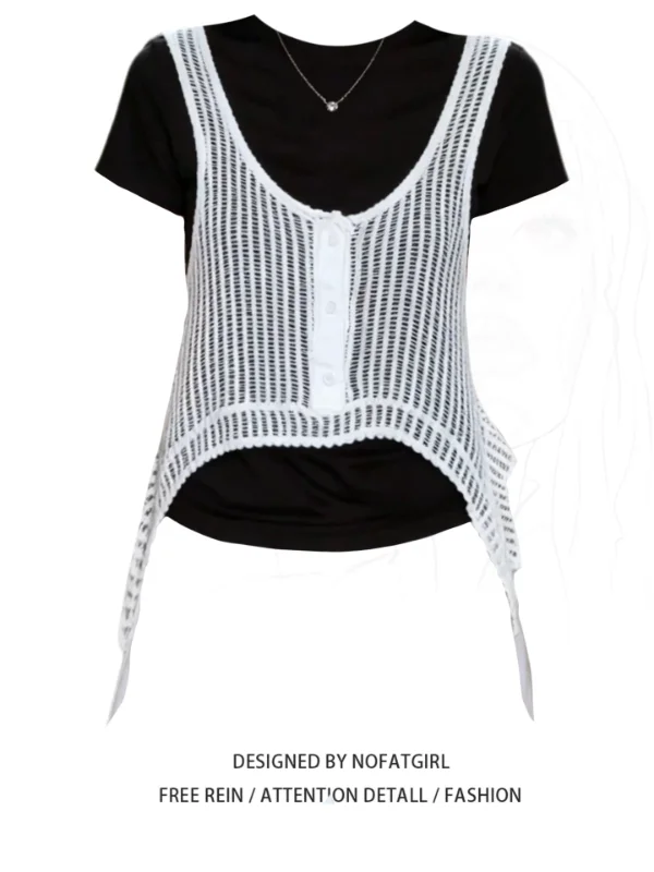 plus Size Women's Knitted Short Sleeve Vest Top Chic Hook Flower Design Summer Fashion Set Casual Commute Style Chinese Brand
plus Size Women's Knitted Short Sleeve Vest Top Chic Hook Flower Design Summer Fashion Set Casual Commute Style Chinese Brand
