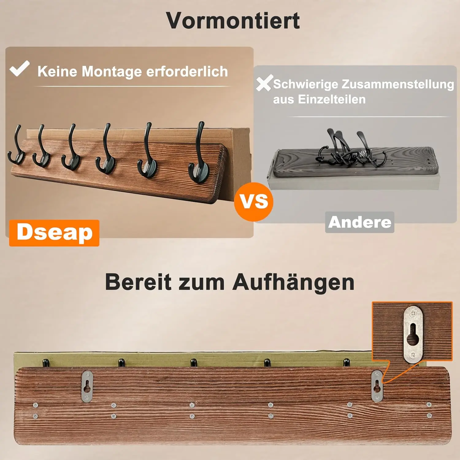 Dseap Coat Rack Wall: 24"" Long, Patented, Heavy-Duty, 6-Double-Hooks Wooden Wall Mounted Coat Rack Coat Hanger Hook Rail For
Dseap Coat Rack Wall: 24"" Long, Patented, Heavy-Duty, 6-Double-Hooks Wooden Wall Mounted Coat Rack Coat Hanger Hook Rail For