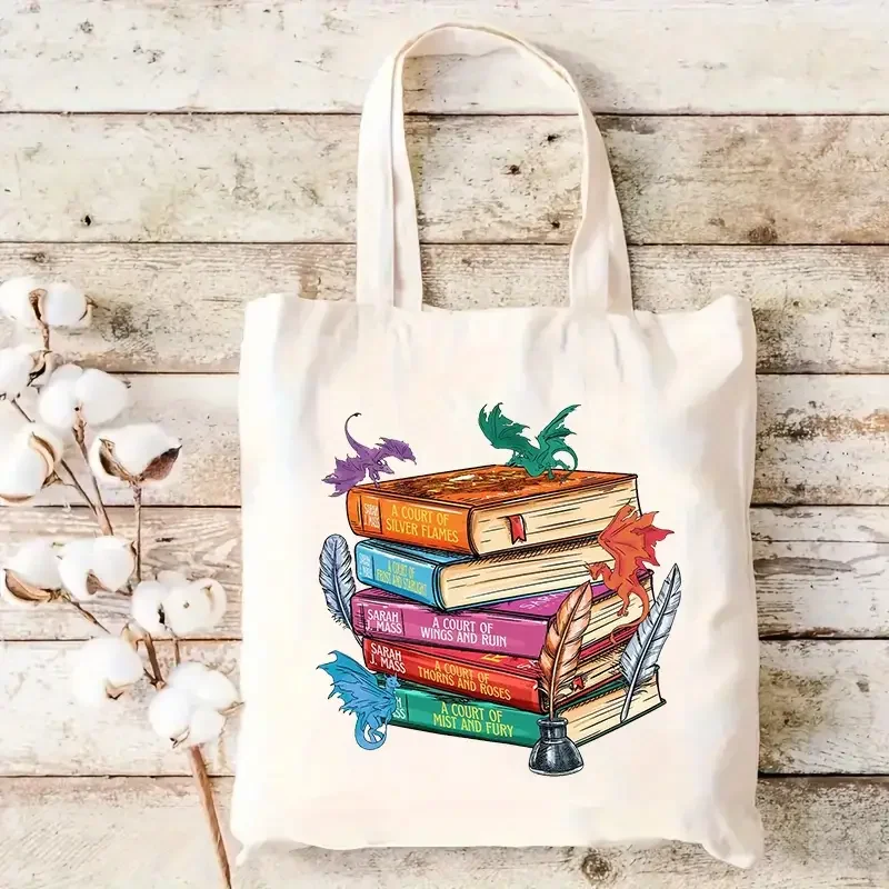 Acotar Dragon Book Tote Bag for Women Stylish Shoulder Bag with Colorful Book & Feather Casual for Everyday Use, Casual Tote Bag
Acotar Dragon Book Tote Bag for Women Stylish Shoulder Bag with Colorful Book & Feather Casual for Everyday Use, Casual Tote Bag