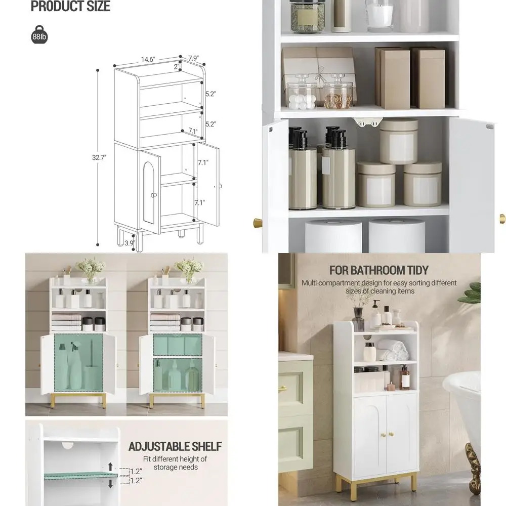 Bathroom Storage Cabinet, Small Floor Cabinet with 2 Door and Shelves, Toilet Paper Cabinets, Bathroom Organizer with Adjustable
Bathroom Storage Cabinet, Small Floor Cabinet with 2 Door and Shelves, Toilet Paper Cabinets, Bathroom Organizer with Adjustable