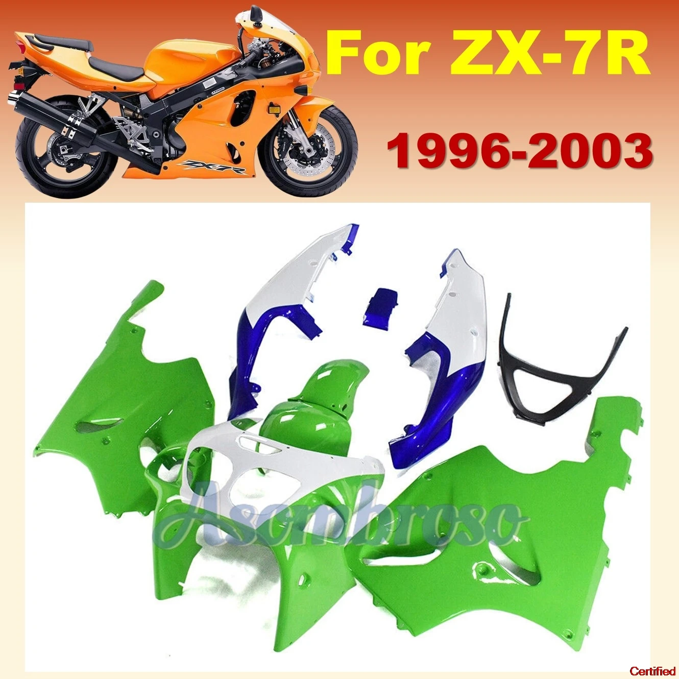 Комплект обтекателей для Kawasaki Ninja ZX7R 1996 1997 1998 1999 2000 2001 2002 2003 ZX-7R 96-03 Зеленый Белый Синий Комплект кузова
Комплект обтекателей для Kawasaki Ninja ZX7R 1996 1997 1998 1999 2000 2001 2002 2003 ZX-7R 96-03 Зеленый Белый Синий Комплект кузова