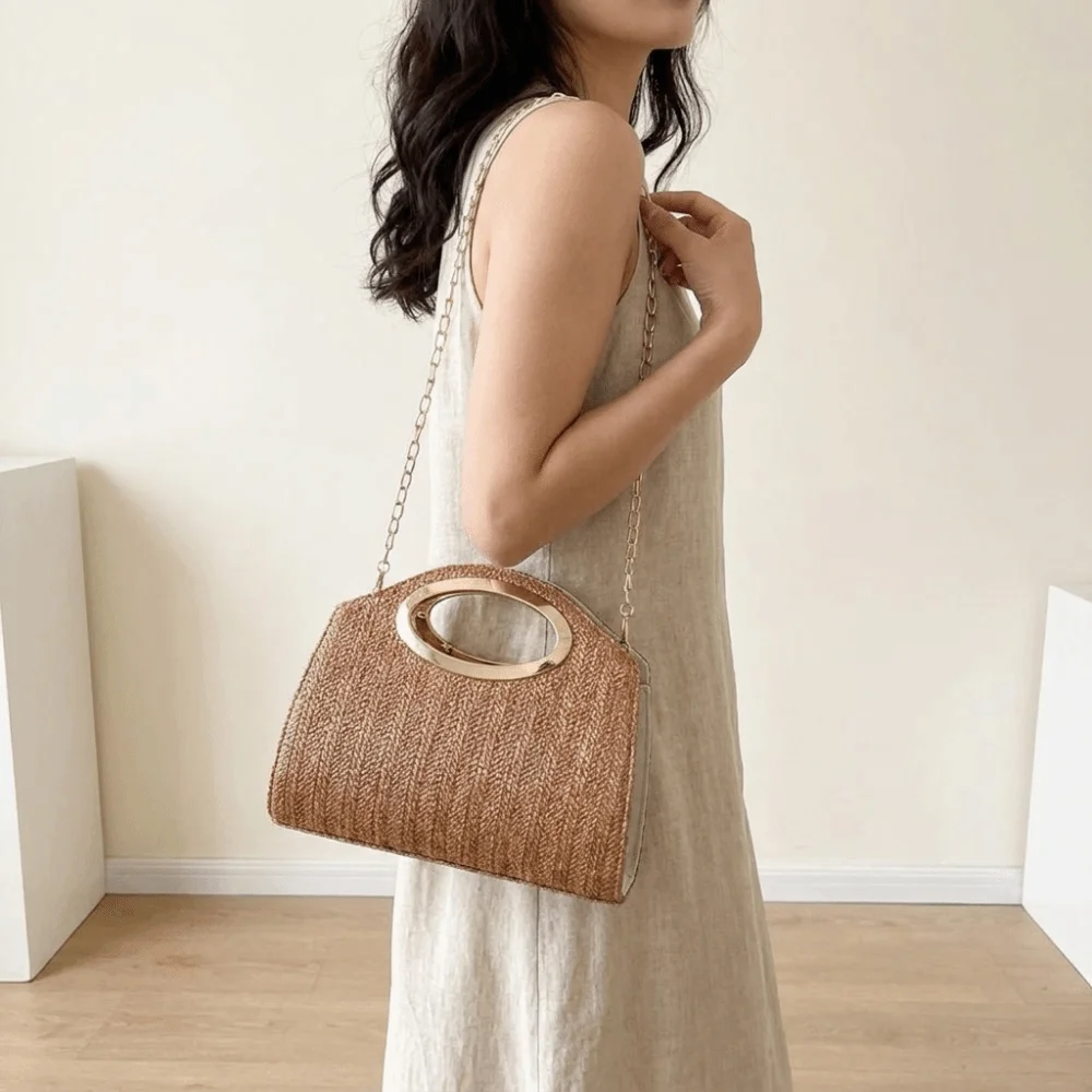 Simple Large Capacity Straw Bag Weave Grass Chain Crossbody Bag Hollow Shell Woven Handbag Holidays
Simple Large Capacity Straw Bag Weave Grass Chain Crossbody Bag Hollow Shell Woven Handbag Holidays