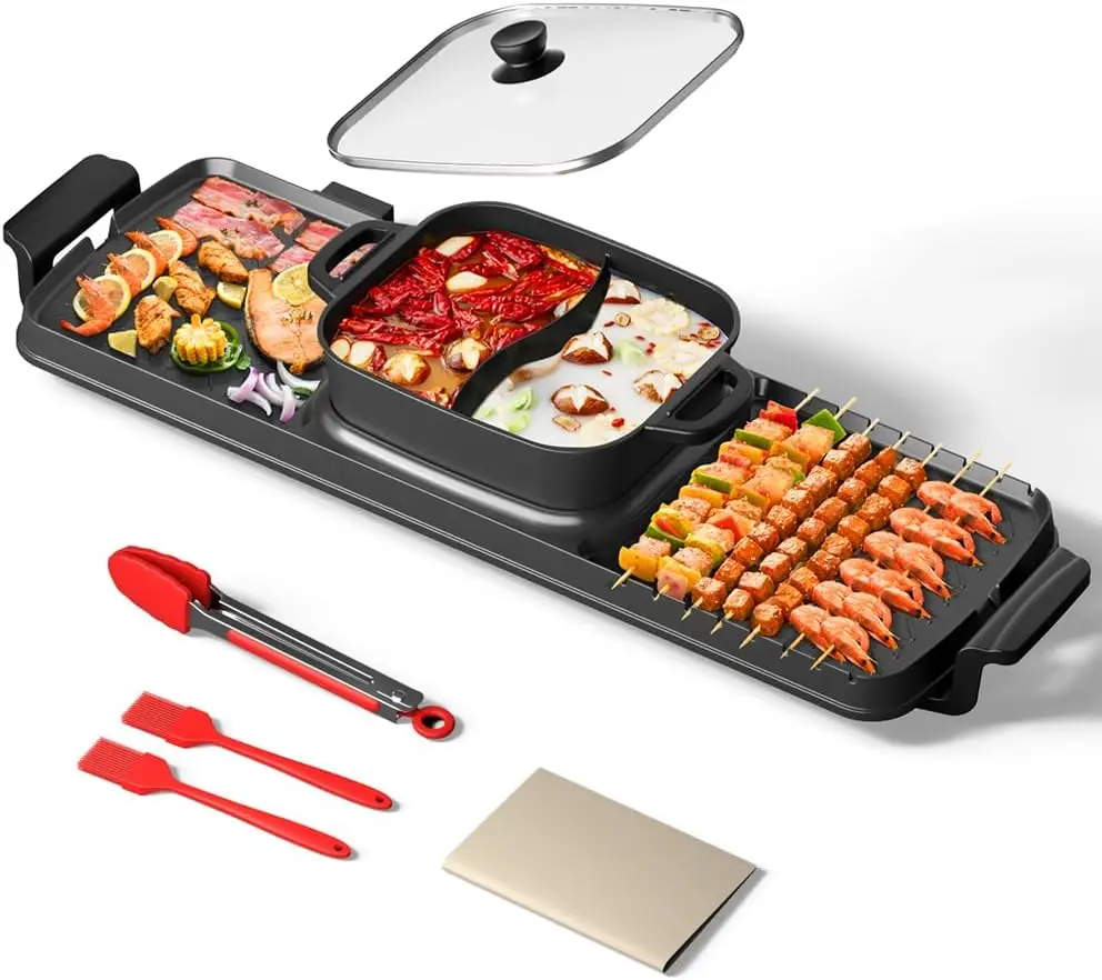 Smokeless Electric Hot Pot & Grill Combo, Large Non-Stick Design, Adjustable Heat Levels, Easy to Clean with Accessories
Smokeless Electric Hot Pot & Grill Combo, Large Non-Stick Design, Adjustable Heat Levels, Easy to Clean with Accessories