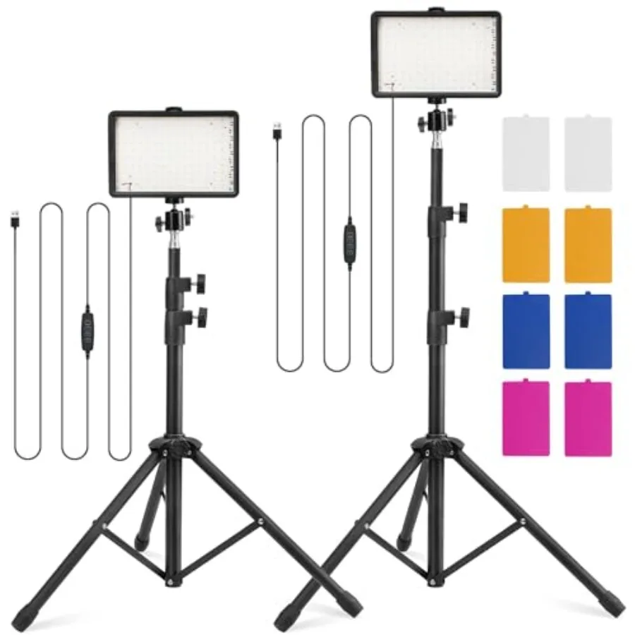 Photography Lighting Kit with 4 Color Filters Dimmable 5600K USB LED Studio Light with Adjustable Tripod Stand Portable Video L
Photography Lighting Kit with 4 Color Filters Dimmable 5600K USB LED Studio Light with Adjustable Tripod Stand Portable Video L
