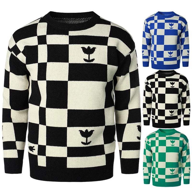 New Youth Plaid Round Neck Knitted Sweater Warm Soft Casual Trend Personality Tops Mens Clothing
New Youth Plaid Round Neck Knitted Sweater Warm Soft Casual Trend Personality Tops Mens Clothing