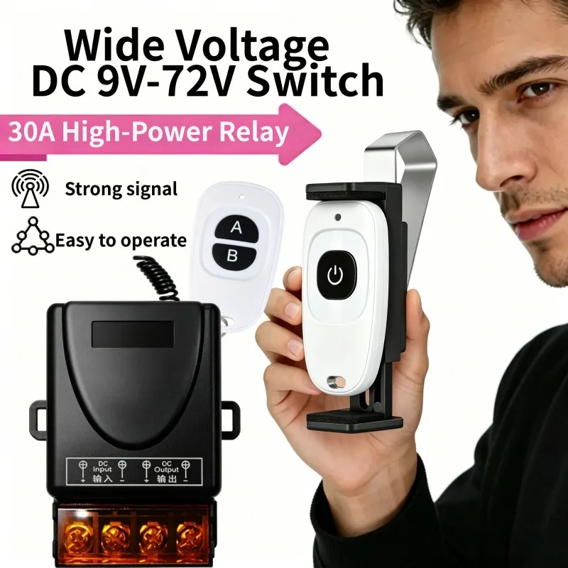 Home Smart RF Wireless Remote Control Switch 433MHz DC 12v 24V 36V 48V 30A Relay for Light Lamp Water Pump Door Access System
Home Smart RF Wireless Remote Control Switch 433MHz DC 12v 24V 36V 48V 30A Relay for Light Lamp Water Pump Door Access System