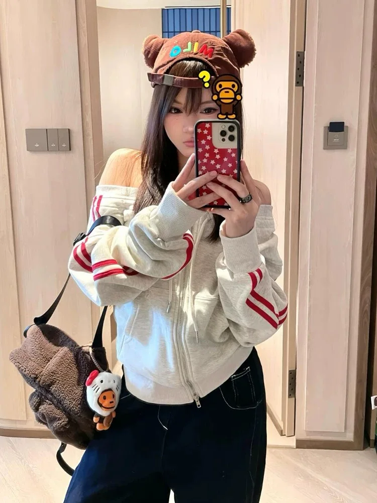 American Sle Long Sve Hoodl Sweatirt Women's Spring Autumn Slimming Simple oulder Exposure Top
American Sle Long Sve Hoodl Sweatirt Women's Spring Autumn Slimming Simple oulder Exposure Top
