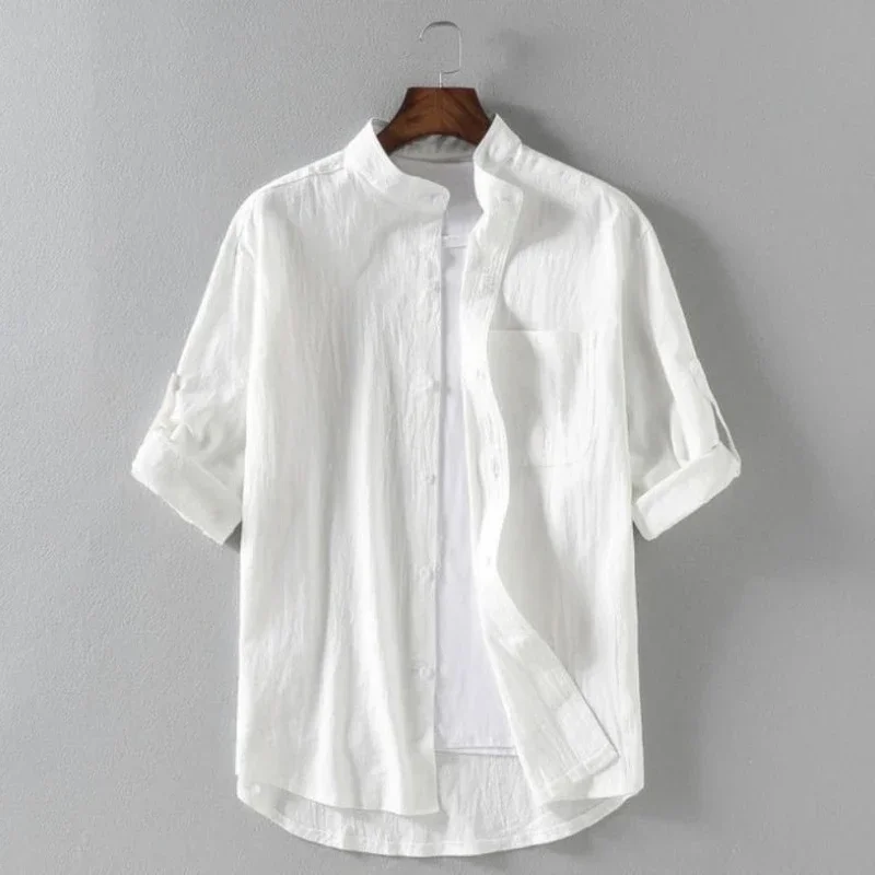 2024 Spring New Men's Linen Stand up Collar 5/4 Mid sleeved Shirt Trendy Men's Cotton and Linen Loose Size Casual Shirt рубашка
2024 Spring New Men's Linen Stand up Collar 5/4 Mid sleeved Shirt Trendy Men's Cotton and Linen Loose Size Casual Shirt рубашка