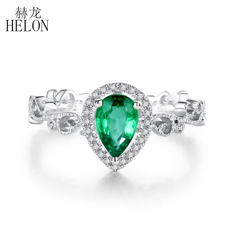 HELON Solid 18K White Gold Pear 5X7mm Genuine Tsavorite Diamonds Engagement Ring Women Vintage Anniversary Gemstone Fine Jewelry
HELON Solid 18K White Gold Pear 5X7mm Genuine Tsavorite Diamonds Engagement Ring Women Vintage Anniversary Gemstone Fine Jewelry