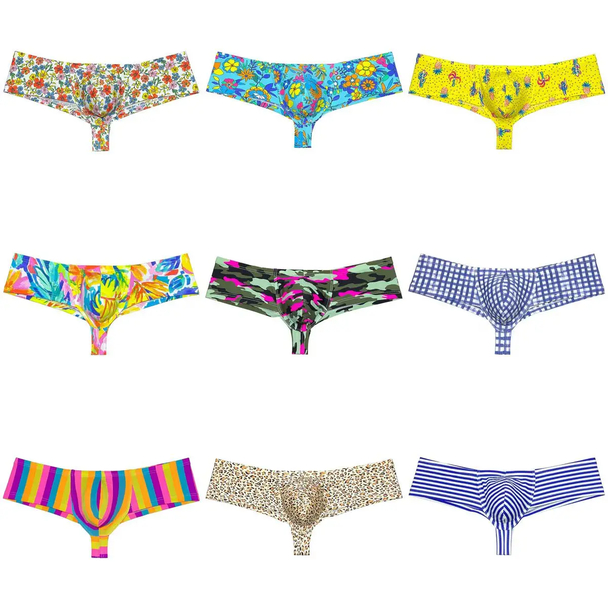 Men's Bikini Brief Colorful Print Boxers Low-waist Brazilian Underwear Enhance Pouch Breathable Micro Trunk Quick-dry Soft Beach
Men's Bikini Brief Colorful Print Boxers Low-waist Brazilian Underwear Enhance Pouch Breathable Micro Trunk Quick-dry Soft Beach