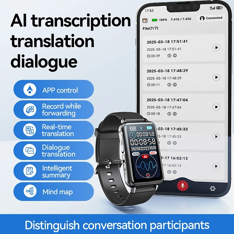 New AI Digital Voice Recorder Chat GPT Intelligent Transcription Translation Recording Pen, APP Controls Recording Wrist Watch
New AI Digital Voice Recorder Chat GPT Intelligent Transcription Translation Recording Pen, APP Controls Recording Wrist Watch