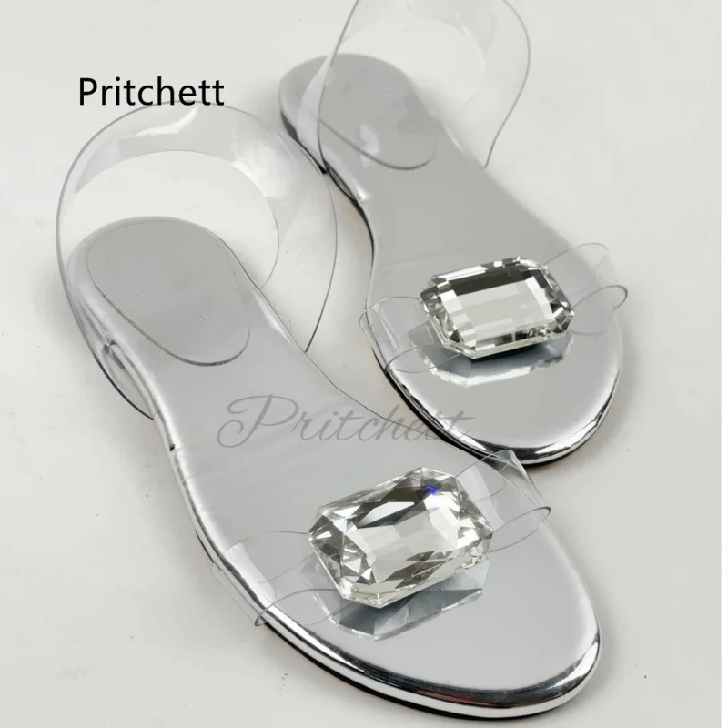 Gemstone Pvc Slingback Flast Sandals Women Summer Silver Transparent Big Diamond Slip On Shoes Casual Comfortable Lady Shoes
Gemstone Pvc Slingback Flast Sandals Women Summer Silver Transparent Big Diamond Slip On Shoes Casual Comfortable Lady Shoes