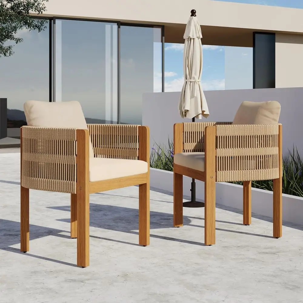 Acacia Wood 2-Piece Patio Dining Set with Rope Armrests, Waterproof Cushions, and High-Capacity Support for Outdoor Spaces
Acacia Wood 2-Piece Patio Dining Set with Rope Armrests, Waterproof Cushions, and High-Capacity Support for Outdoor Spaces