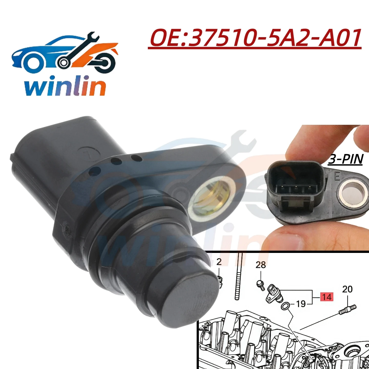Датчик положения коленчатого вала двигателя 37510-5A2-A01 для Honda CR-V 2013-2017, 2015-2018, замена оригинального (OE)
Датчик положения коленчатого вала двигателя 37510-5A2-A01 для Honda CR-V 2013-2017, 2015-2018, замена оригинального (OE)