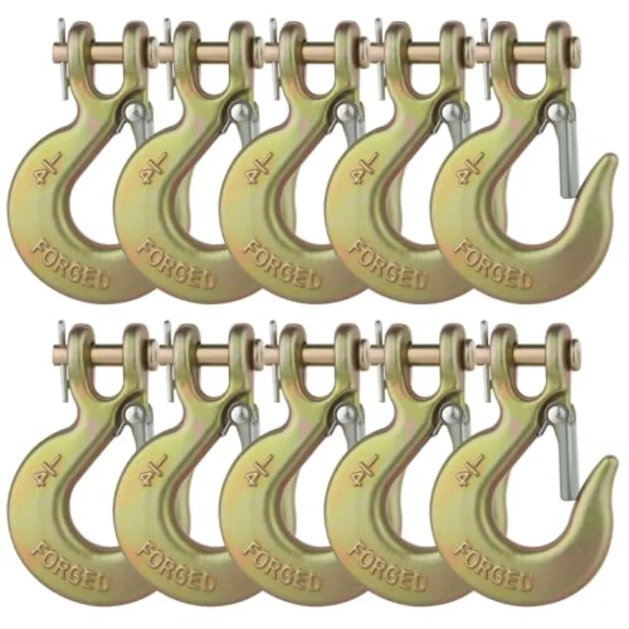 3/8" Safety Chain Hooks, 10 Pack Clevis Slip Hook with Latch, Grade 70 Forged Steel 18, 000 Lb for Trailer Truck Transport Tow
3/8" Safety Chain Hooks, 10 Pack Clevis Slip Hook with Latch, Grade 70 Forged Steel 18, 000 Lb for Trailer Truck Transport Tow