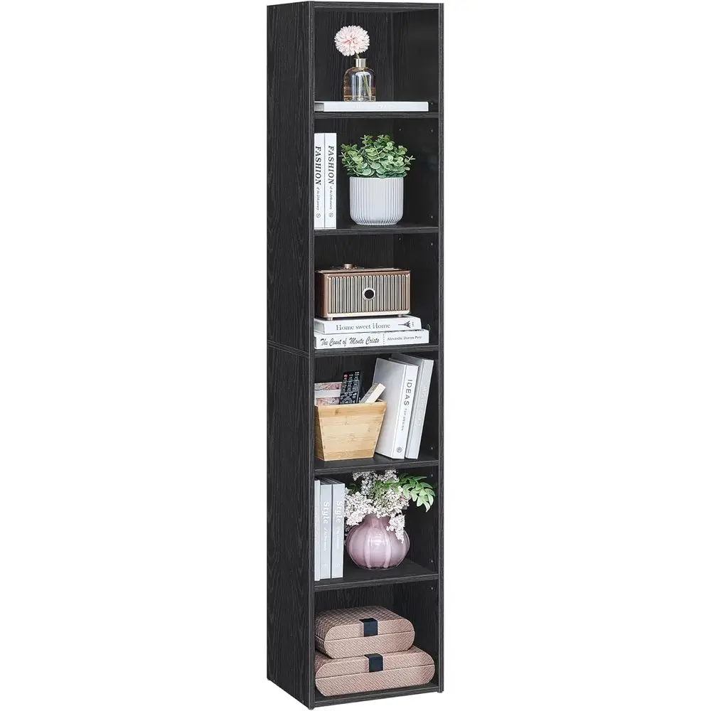 6-Tier Ebony Black Bookshelf, Open Storage for Living Room, Home Office, Dining Room, 9.4x11.9x63.3 Inches
6-Tier Ebony Black Bookshelf, Open Storage for Living Room, Home Office, Dining Room, 9.4x11.9x63.3 Inches