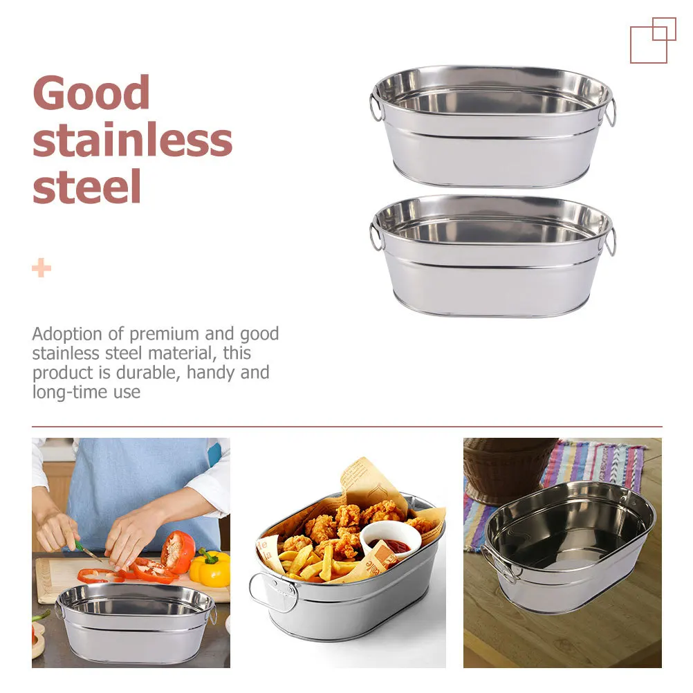 2Pcs Kitchen Food Bucket Stainless Steel Seafood Storage Container for Fried Chicken Fries Snacks Ice Cubes Party Restaurant
2Pcs Kitchen Food Bucket Stainless Steel Seafood Storage Container for Fried Chicken Fries Snacks Ice Cubes Party Restaurant