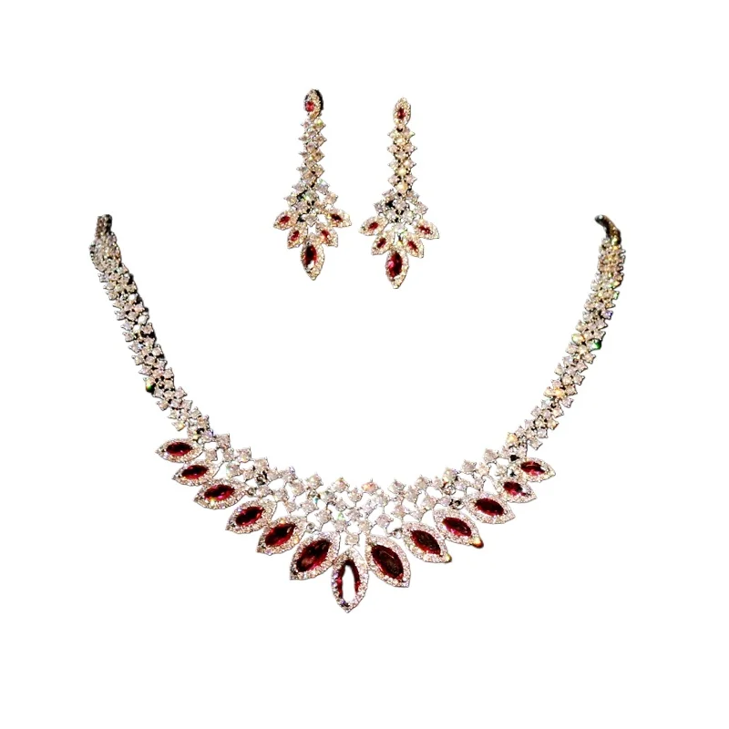 Light Luxury Court Bridal Toast Red Earrings Necklace Set Elegant Ruby Accessories
Light Luxury Court Bridal Toast Red Earrings Necklace Set Elegant Ruby Accessories