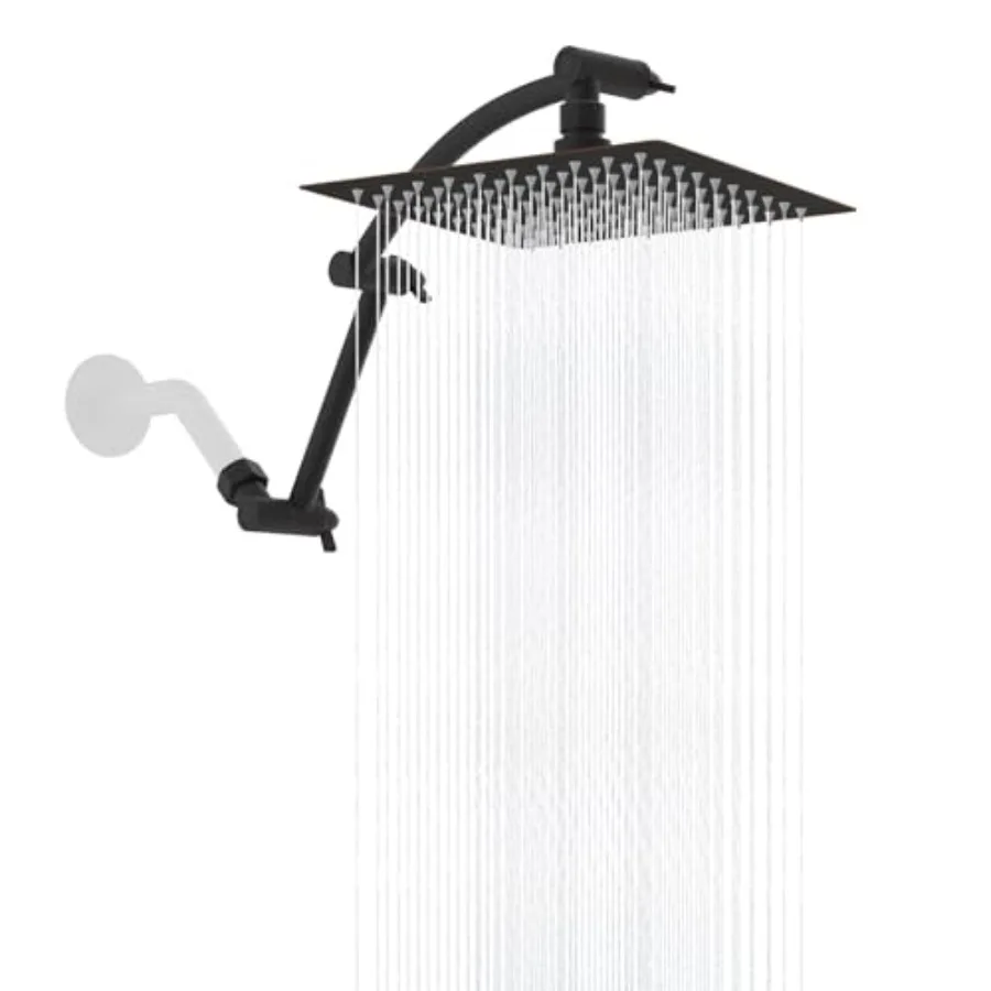 All Metal Rain Shower Head 8'' High Pressure Rainfall Square Showerhead with 16" Extension Arm Solid Brass Adjustable Shower Ar
All Metal Rain Shower Head 8'' High Pressure Rainfall Square Showerhead with 16" Extension Arm Solid Brass Adjustable Shower Ar