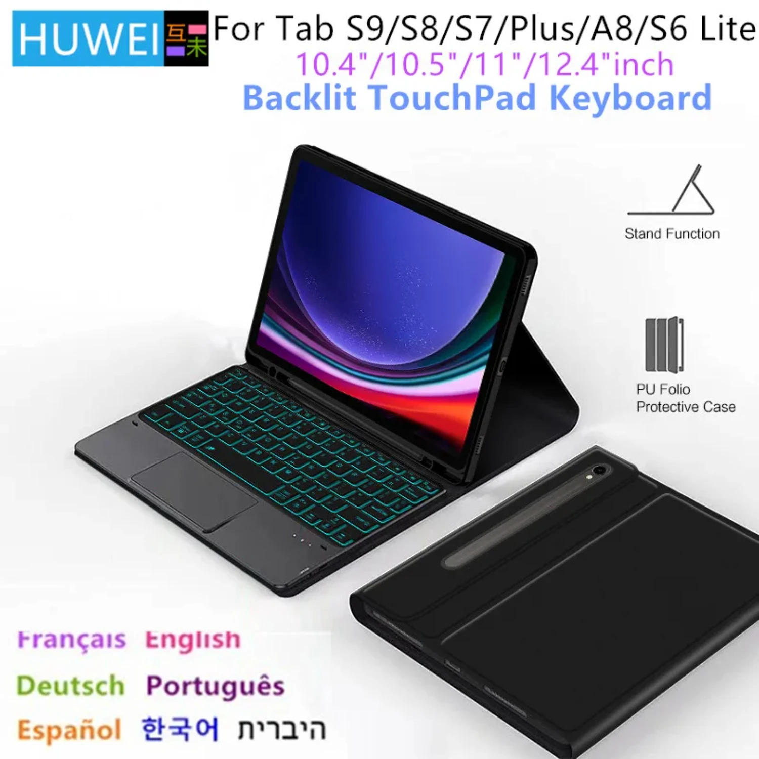 Tablet Keyboard Case For Tab S6 Lite 10.4 A8 10.5 S7 S8 S9 11" S7 FE S7/S8 Plus S9 Plus 12.4" Smart Cover
Tablet Keyboard Case For Tab S6 Lite 10.4 A8 10.5 S7 S8 S9 11" S7 FE S7/S8 Plus S9 Plus 12.4" Smart Cover