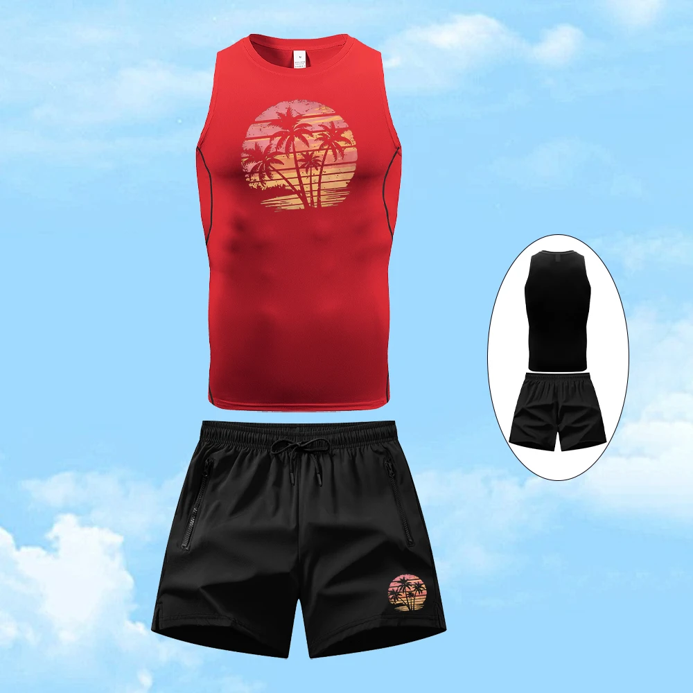 Men's Quick Drying Vest And Drawstring Shorts 2 Piece Set Stylish Coconut Tree Print Summer Fitness Running Set 2026 New Style
Men's Quick Drying Vest And Drawstring Shorts 2 Piece Set Stylish Coconut Tree Print Summer Fitness Running Set 2026 New Style