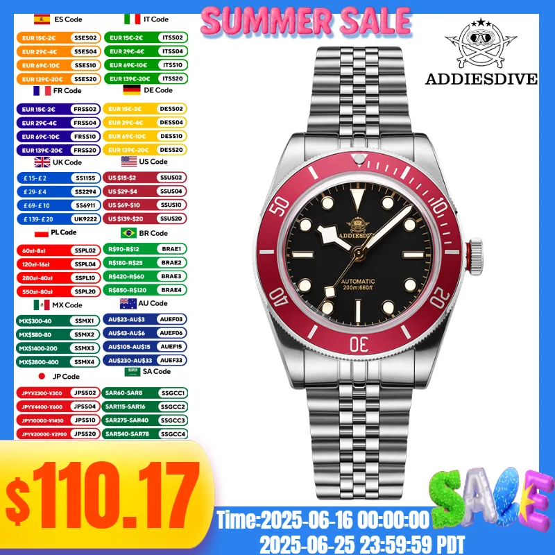 ADDIESDIVE Top Brand Men Luxury Watch 20Bar Diver Blue Luminous Sapphire Crystal 316L Stainless Steel Automatic Mechanical Watch
ADDIESDIVE Top Brand Men Luxury Watch 20Bar Diver Blue Luminous Sapphire Crystal 316L Stainless Steel Automatic Mechanical Watch