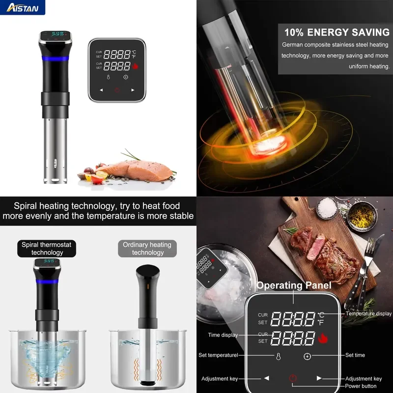 S012 Wifi Sous Vide Machine Sous-vide Cooker Built-in LCD Recipes IPX7 Waterproof, Immersion Circulator Accurate Temperature
S012 Wifi Sous Vide Machine Sous-vide Cooker Built-in LCD Recipes IPX7 Waterproof, Immersion Circulator Accurate Temperature