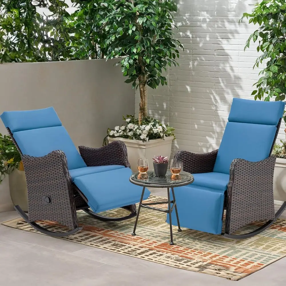 2-Piece Outdoor Wicker Rocking Chair Set with Extended Footrest and Removable Cushions, Ideal for Porch, Balcony, or Garden, Nav
2-Piece Outdoor Wicker Rocking Chair Set with Extended Footrest and Removable Cushions, Ideal for Porch, Balcony, or Garden, Nav